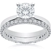 Pompeii3 1 3/4 Ct Lab Created Eco Freindly Diamond Engagement Ring & Matching Eternity In Silver