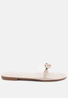 London Rag Scoth Clear Buckled Quilted Slides In White