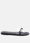 London Rag Scoth Clear Buckled Quilted Slides In Black
