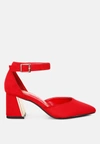 London Rag Rory Metallic Sling Detail Block Heel Sandals In Red