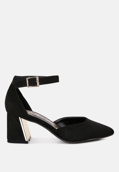 London Rag Rory Metallic Sling Detail Block Heel Sandals In Black