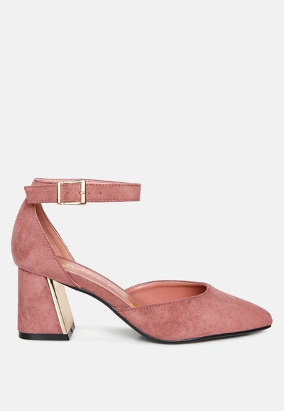 London Rag Rory Metallic Sling Detail Block Heel Sandals In Pink