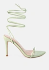 London Rag Sphynx High Heel Lace Up Sandals In Green