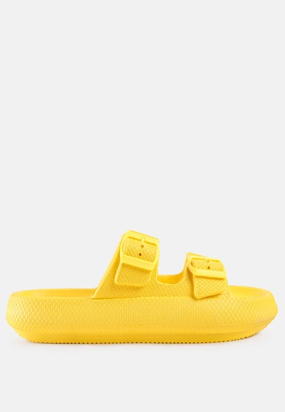 London Rag Loma Hovercraft Buckled Slides In Yellow