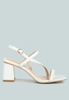 London Rag Effieo Croc Texture Block Heel Sandals In White