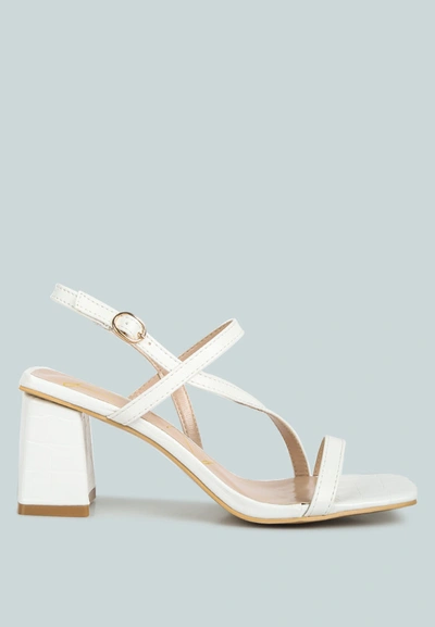 London Rag Effieo Croc Texture Block Heel Sandals In White