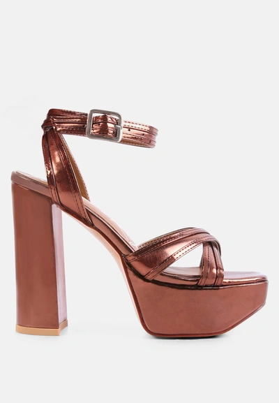 London Rag Nyle Platform Heeled Sandals In Gold