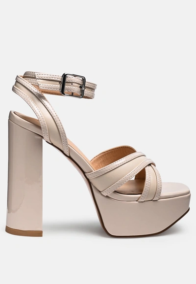 London Rag Nyle Platform Heeled Sandals In Beige