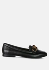 London Rag Chunky Metal Chain Faux Leather Loafers In Black