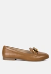 London Rag Chunky Metal Chain Faux Leather Loafers In Brown