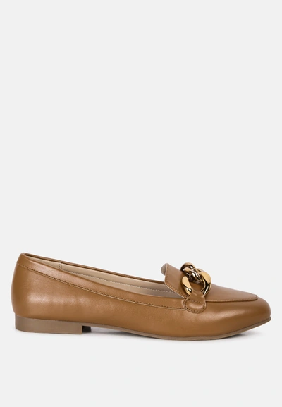 London Rag Chunky Metal Chain Faux Leather Loafers In Multi