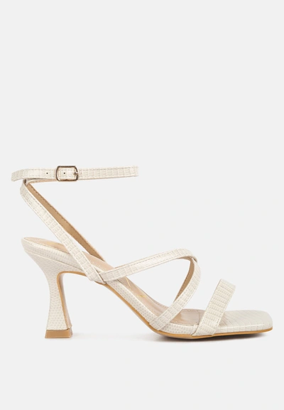 London Rag Serling Croc Spool Heel Sandals In Beige
