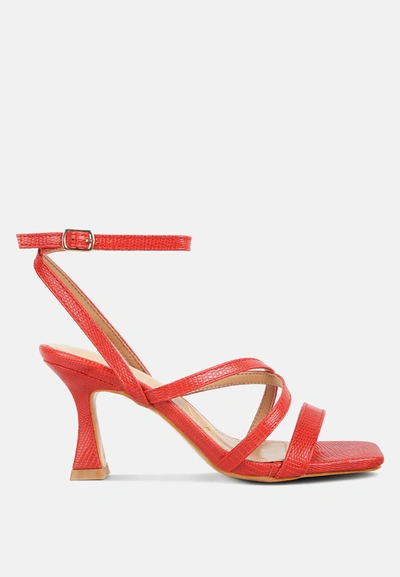 LONDON RAG SERLING CROC SPOOL HEEL SANDALS