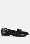 London Rag Bro Zone Croc Metail Chain Loafers In Black