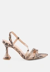 London Rag Cherry Tart Snake Print Spool Heel Sandals In Brown