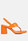 London Rag Monde Block Heel Thong Sandals In Orange