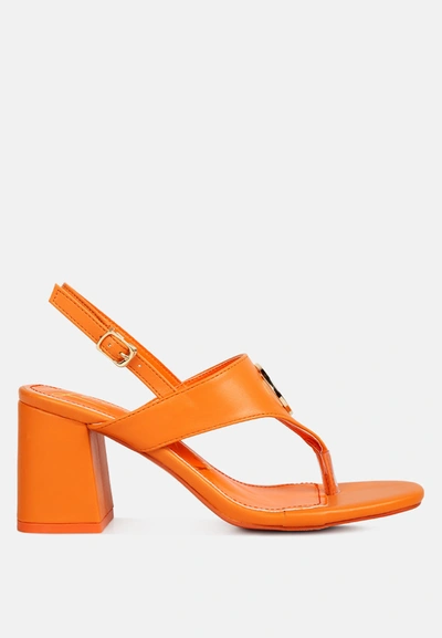 London Rag Monde Block Heel Thong Sandals In Orange