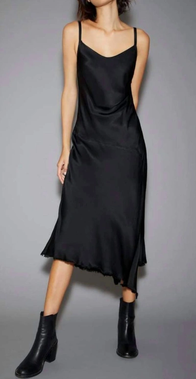 Nation Ltd Sofia Sateen Bias Cut Slip Dress In Black