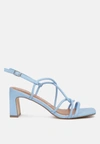 London Rag Andrea Knotted Straps Block Heeled Sandals In Blue