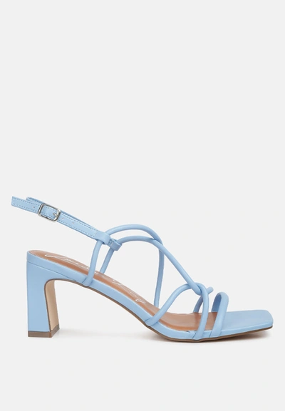 London Rag Andrea Knotted Straps Block Heeled Sandals In Blue