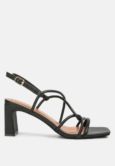 London Rag Andrea Knotted Straps Block Heeled Sandals In Black