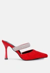 London Rag Fauci Diamante Strap Heeled Mules In Red
