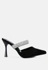 London Rag Fauci Diamante Strap Heeled Mules In Black