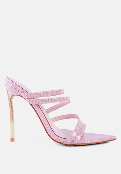 London Rag New Affair Croc Metal High Heeled Sandals In Pink