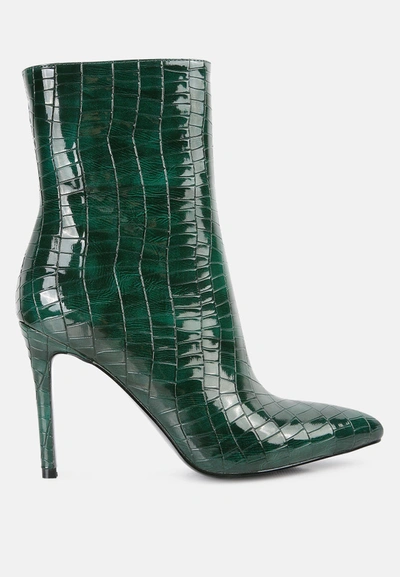 London Rag Momoa Patent Pu High Heeled Ankle Boot In Green