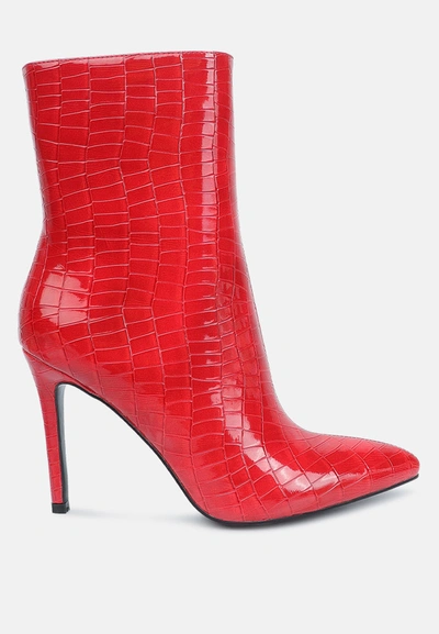 London Rag Momoa Patent Pu High Heeled Ankle Boot In Red