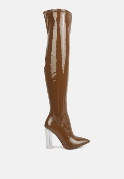 LONDON RAG NOIRE THIGH HIGH LONG BOOTS IN PATENT PU
