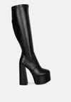 London Rag Coraline High Block Heeled Calf Boots In Black