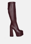 London Rag Coraline High Block Heeled Calf Boots In White