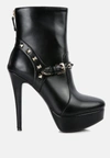 London Rag Dejang Metal Stud Faux Leather Ankle Boot In Black