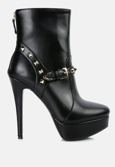 London Rag Dejang Metal Stud Faux Leather Ankle Boot In Black