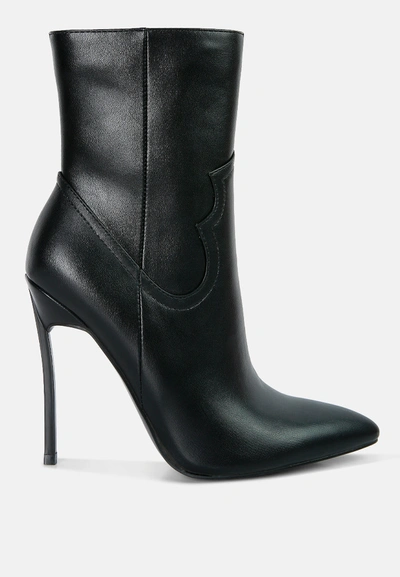 London Rag Jenner High Heel Cowgirl Ankle Boot In Black