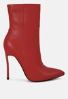 London Rag Jenner High Heel Cowgirl Ankle Boot In Red