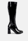 London Rag Bouts High Calf Block Heel Boots In Black