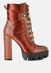 London Rag Scotch High Heel Quilted Satin Biker Boots In Multi