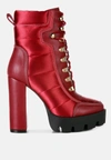 London Rag Scotch High Heel Quilted Satin Biker Boots In White