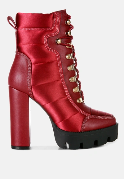 London Rag Scotch High Heel Quilted Satin Biker Boots In White
