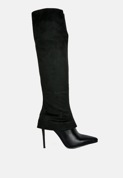 London Rag Fifido High Heeled Fold-over Knee Boots In Black
