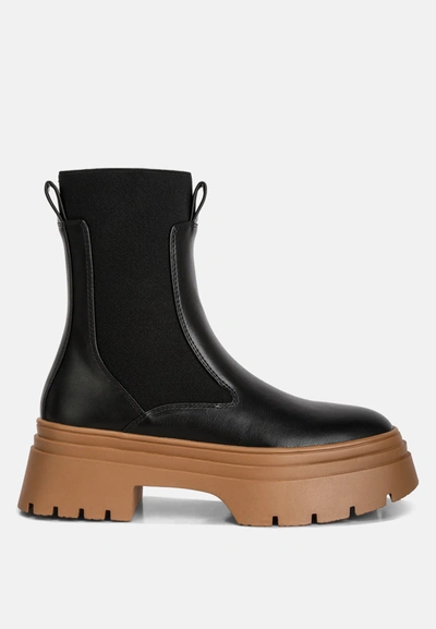 London Rag Ronin High Top Chunky Chelsea Boots In Black