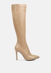 London Rag Wheedle Croc High Heeled Calf Boots In Brown