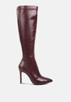 LONDON RAG WHEEDLE CROC HIGH HEELED CALF BOOTS