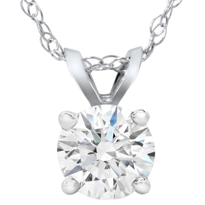 Pompeii3 3/4ct Diamond Round Solitaire Pendant 14k White Gold Lab Grown In Silver