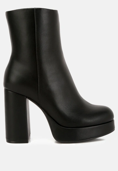 London Rag Beauty Block Heel Platform Ankle Boots In Black