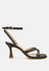 London Rag Chiri Criss Cross Strap Spool Heel Sandals In Black