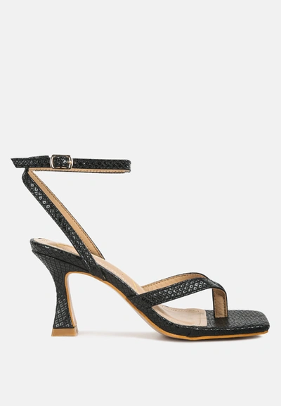 London Rag Chiri Criss Cross Strap Spool Heel Sandals In Black