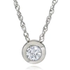 Pompeii3 3/8ct Bezel Solitaire Lab Created Diamond Pendant 14k White Gold In Silver